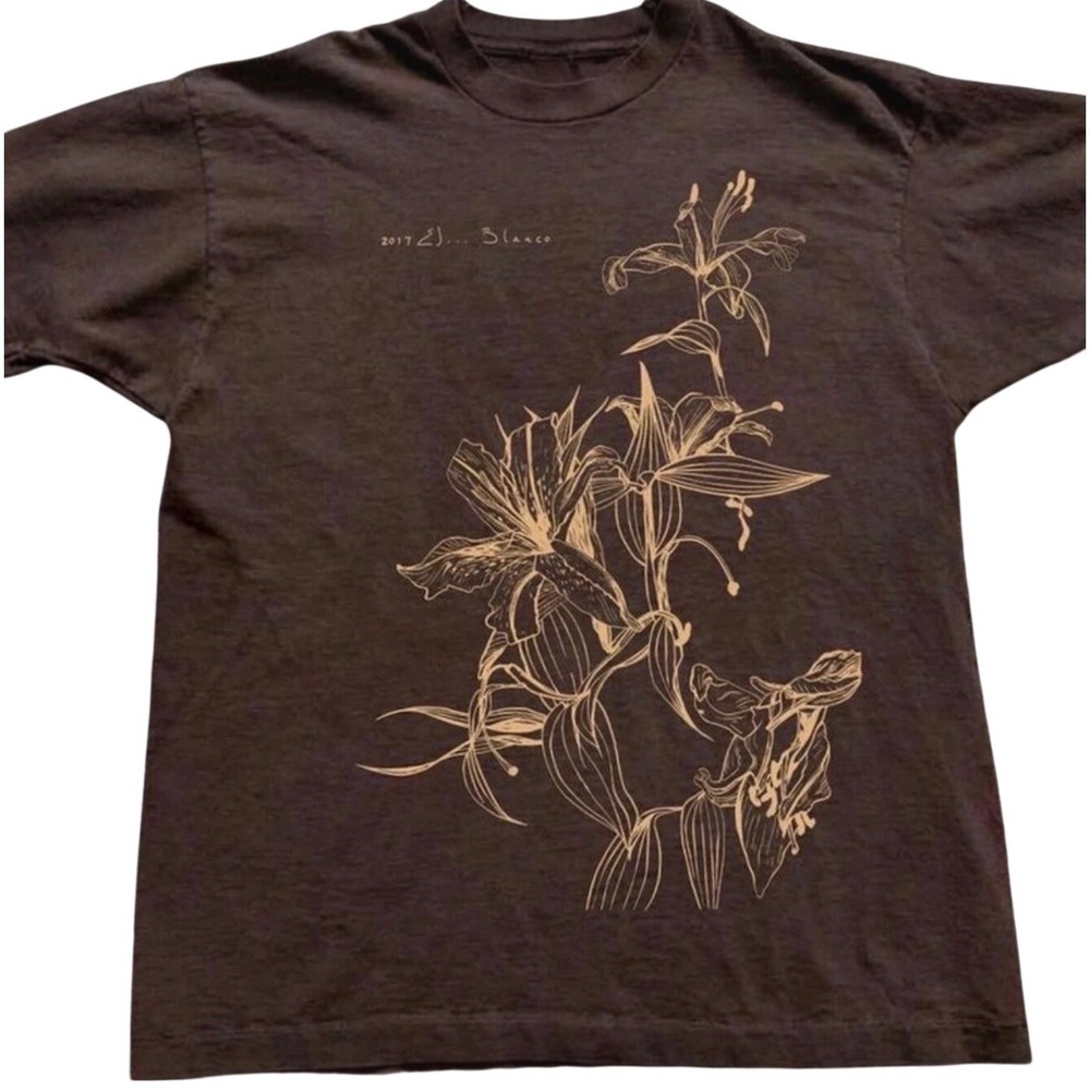 Gildan Graphic T-Shirt Unisex Brown New 2017 El Blanco Lily Floral Art